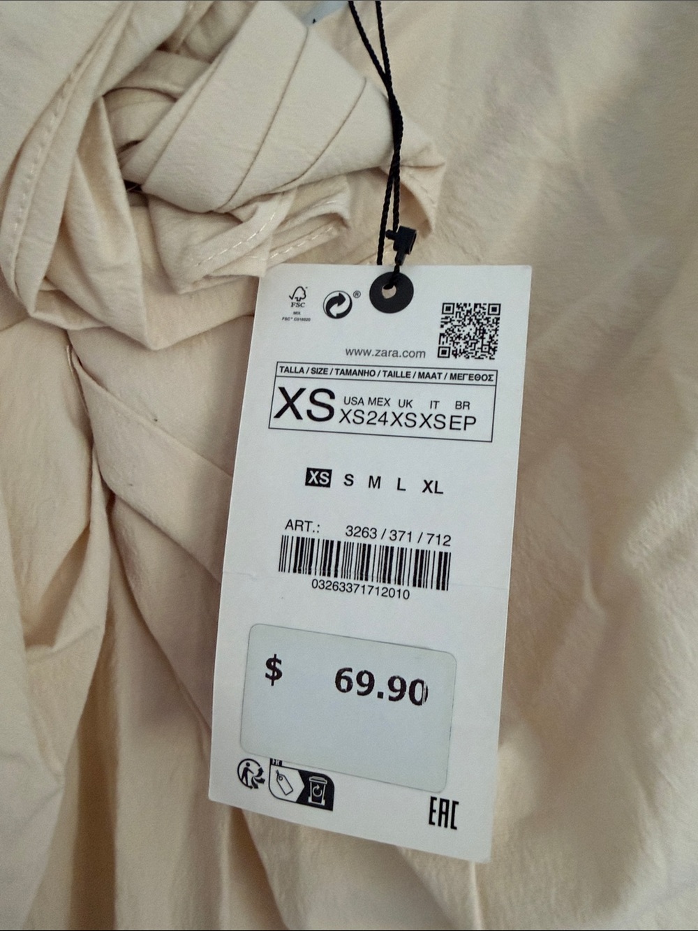 Zara Beige Midi Skirt with Front Knot - Picture 2 of 8